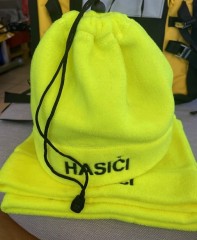 Čepice/nákrčník fleece unisex fluorescenční žlutá s nápisem HASIČI