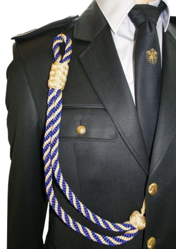 Ozdobná šňůra na uniformu - zlato-modrá