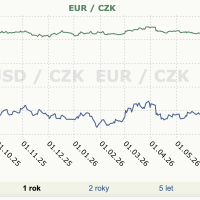 1 rok USD EUR CZK
