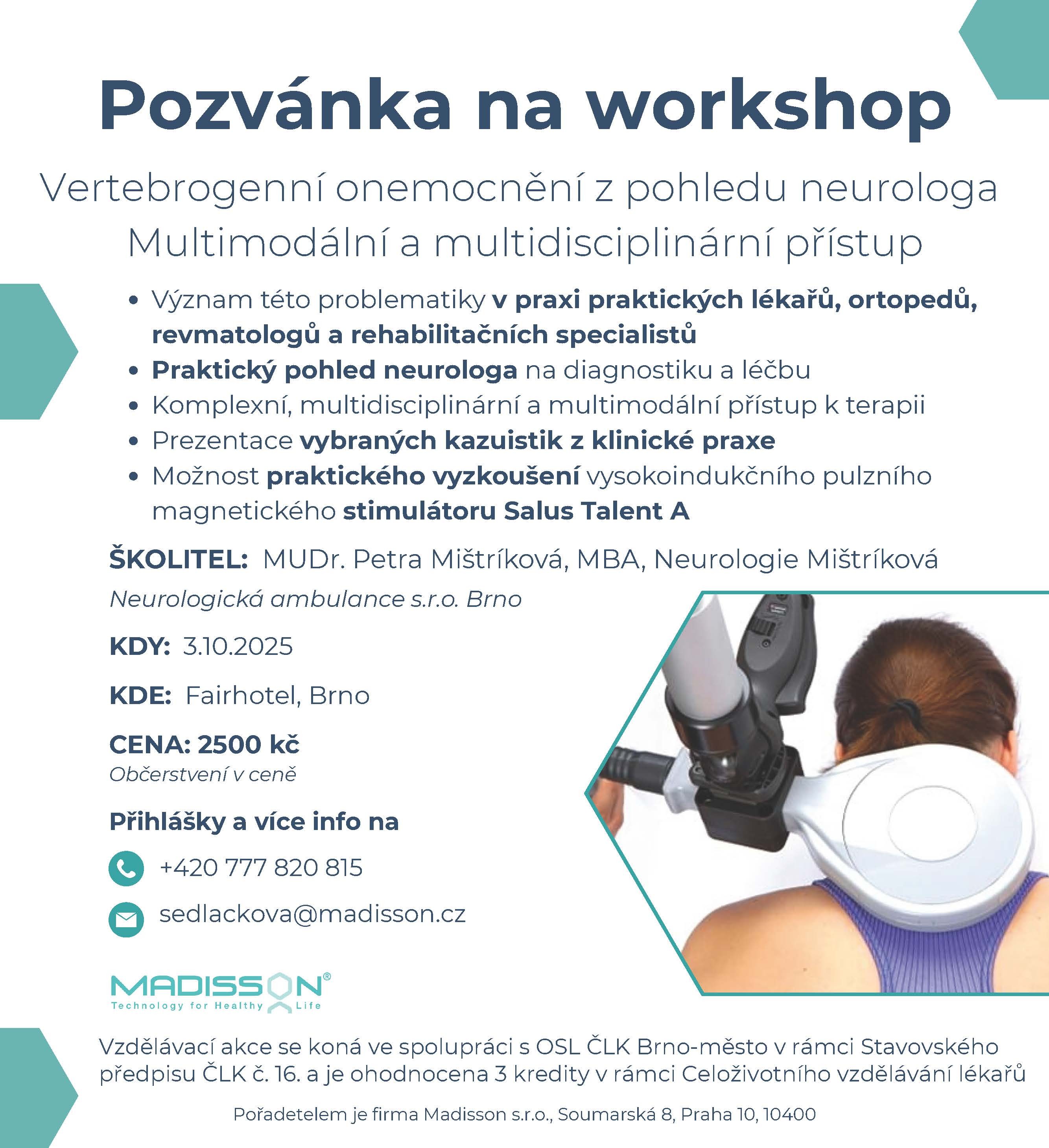 Workshop: Vertebrogenní onemocnění z pohledu neurologa