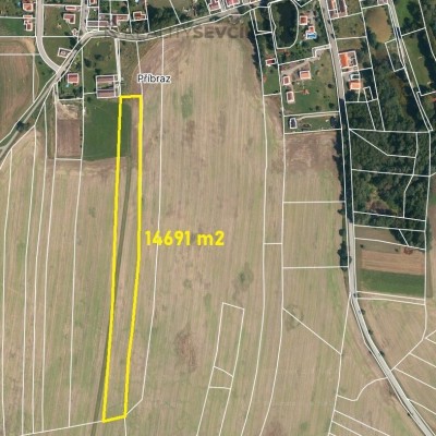 Prodej zemědělské půdy 14691 m2 v obci Příbraz, okres Jindřichův Hradec
