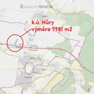 Prodej pozemku pro komerční využití o výměře 7981 m2 v k.ú. Hůry, okres České Budějovice