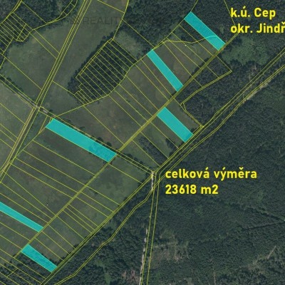 Prodej zemědělské půdy 23618 m2 v k.ú. Cep, okres Jindřichův Hradec