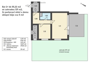 Prodej bytu 2+kk se zahradou, terasa 25 m², parkování pro 2 vozy – Hluboká nad Vltavou, Ječná ulice