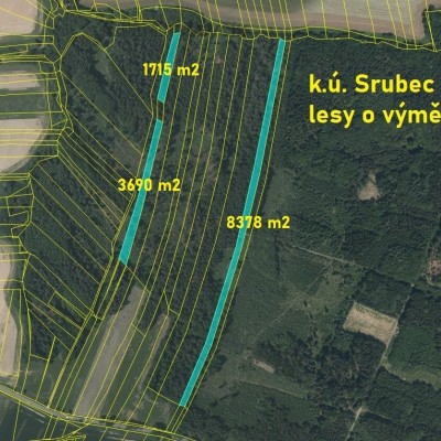 Prodej lesních pozemků o výměře 13783 m2 v k.ú. Srubec, okres České Budějovie