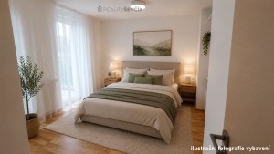 Byt 2+kk se zahradou 59 m², terasou a garážovým stáním v uzavřené Rezidenci Libuš, Praha 4