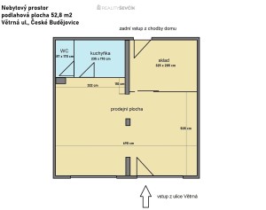 Pronájem komerčního prostoru 53 m2 v Českých Budějovicích