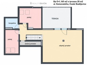 Prodej mezonetového bytu 5+1, 165 m², terasa 20 m² – České Budějovice