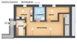 Pronájem bytu 2+kk, 60 m2 v ul. Nádražní ve Zlivi
