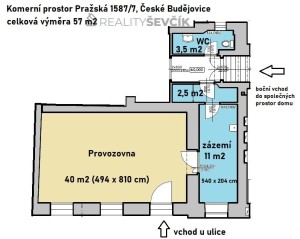 Pronájem komerčního prostoru 57 m², Pražská 7, Mariánské náměstí, České Budějovice